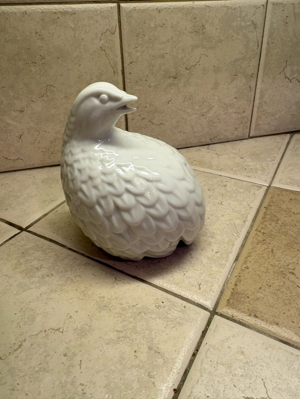 White Ceramic Quail Figurine